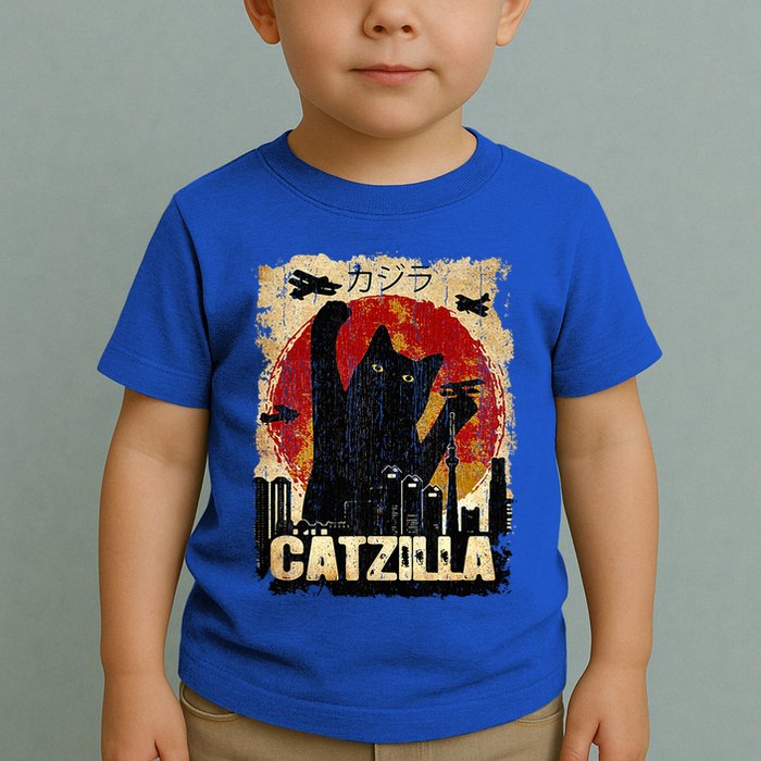 Vintage Catzilla Funny Kitten and Cat  Toddler T-Shirt