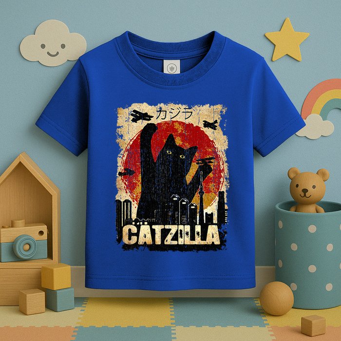 Vintage Catzilla Funny Kitten and Cat  Toddler T-Shirt