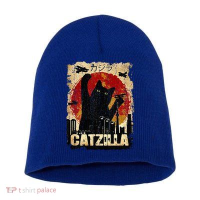 Vintage Catzilla Funny Kitten and Cat  Short Acrylic Beanie