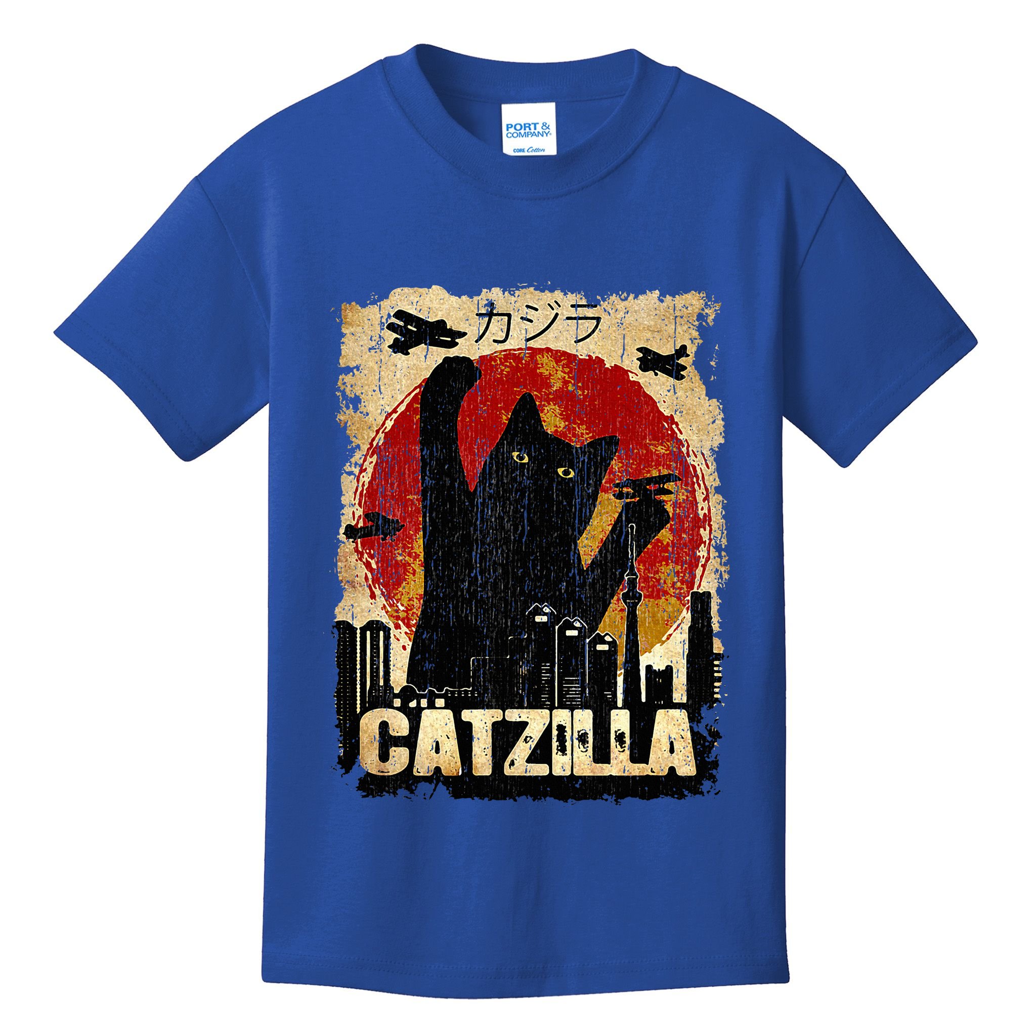 Vintage Catzilla Funny Kitten and Cat  Kids T-Shirt