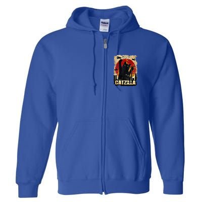 Vintage Catzilla Funny Kitten and Cat  Full Zip Hoodie