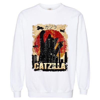 Vintage Catzilla Funny Kitten and Cat  Garment-Dyed Sweatshirt