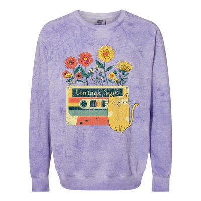 Vintage Ca For Women Retro Soul Flowers Wildflower Colorblast Crewneck Sweatshirt