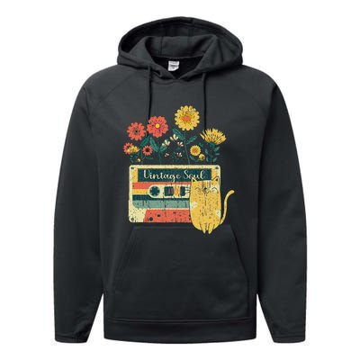 Vintage Ca For Women Retro Soul Flowers Wildflower Performance Fleece Hoodie