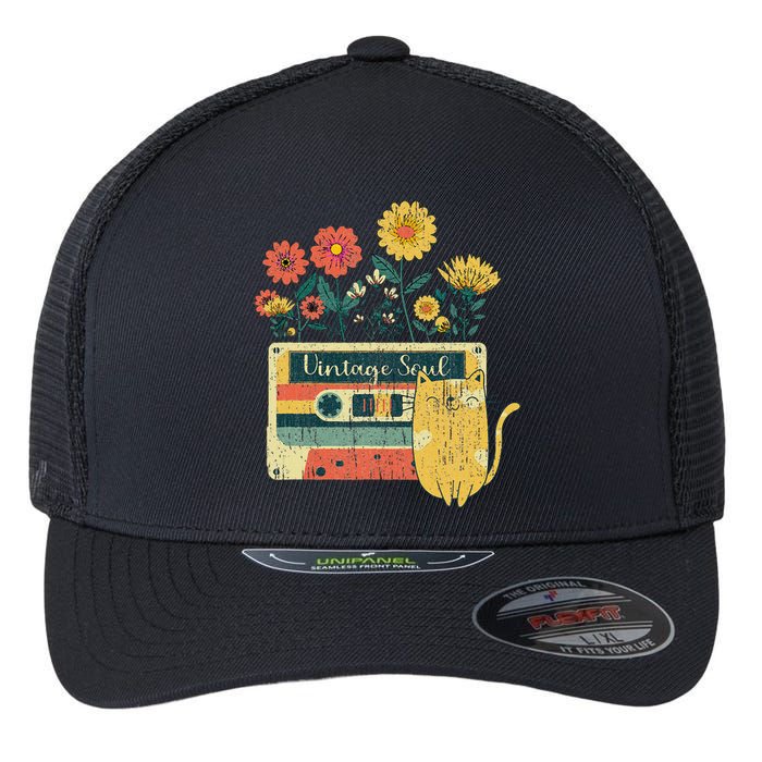 Vintage Ca For Women Retro Soul Flowers Wildflower Flexfit Unipanel Trucker Cap