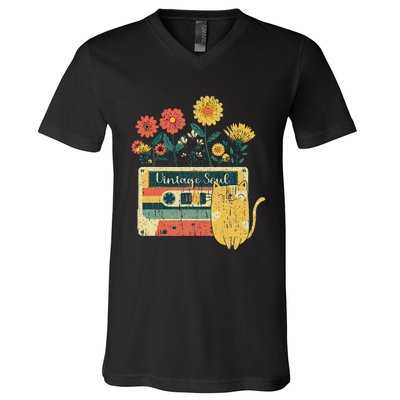 Vintage Ca For Women Retro Soul Flowers Wildflower V-Neck T-Shirt