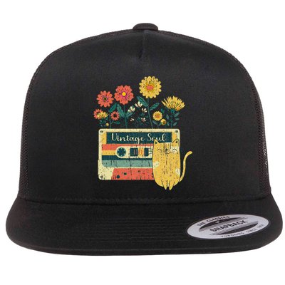 Vintage Ca For Women Retro Soul Flowers Wildflower Flat Bill Trucker Hat