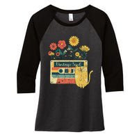 Vintage Ca For Women Retro Soul Flowers Wildflower Women's Tri-Blend 3/4-Sleeve Raglan Shirt