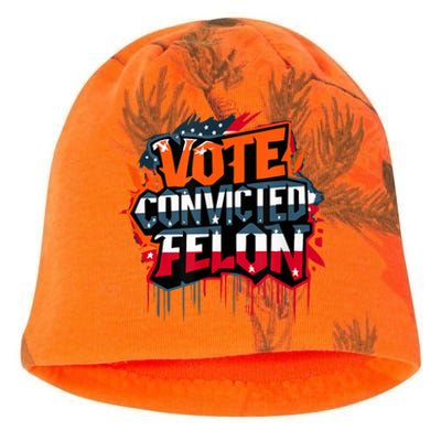 Vote Convicted Felon Patriotic Usa 2024 Election Graffiti Kati - Camo Knit Beanie