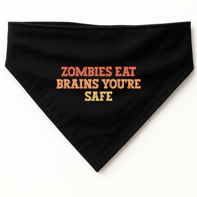 Vintage Colored Funny Zombies Eat Brains You're Safe Gift USA-Made Doggie Bandana