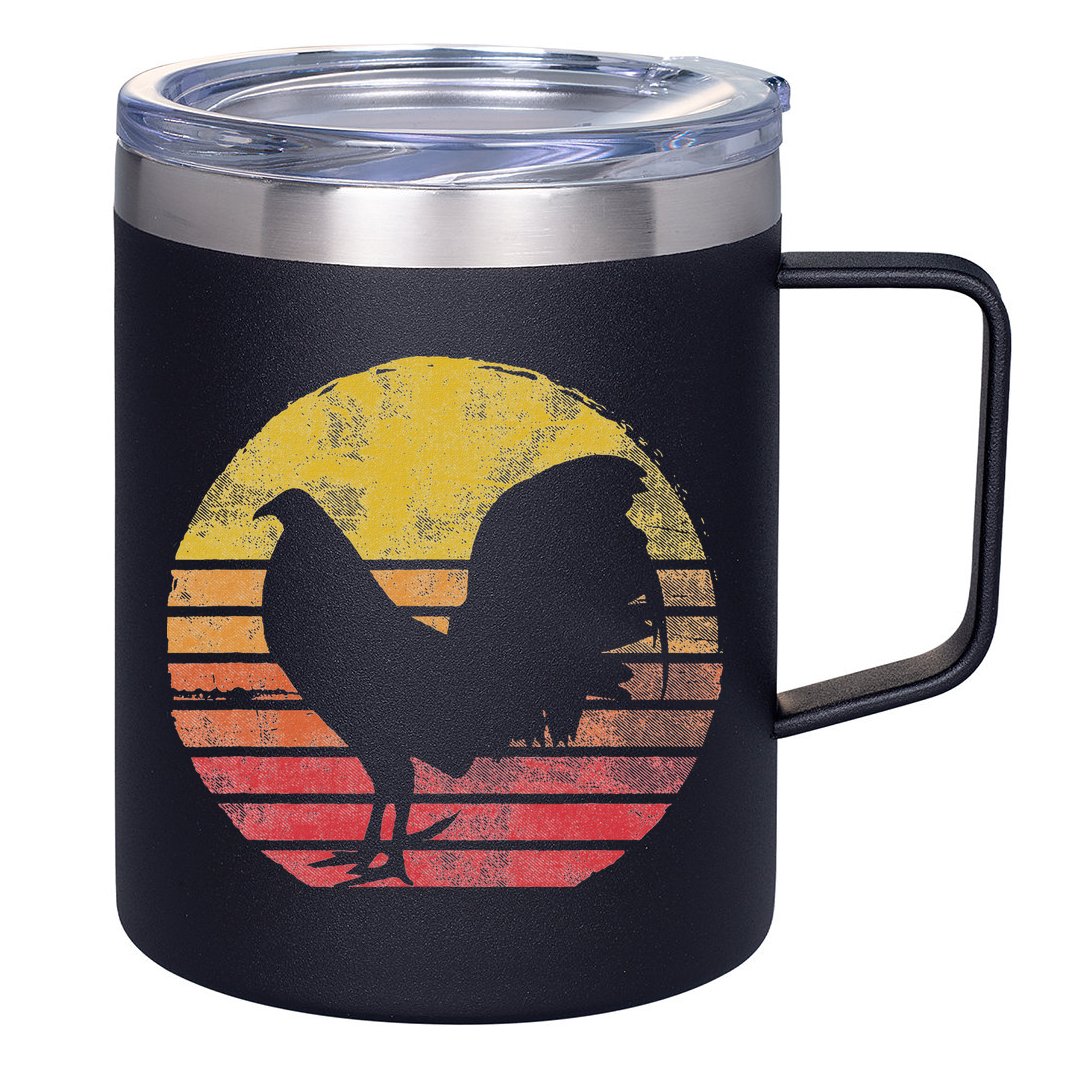 Vintage Cock Fight Rooster 12oz Stainless Steel Coffee Mug
