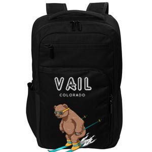 Vail Colorado Funny Ski Grizzly Bear Gift Impact Tech Backpack