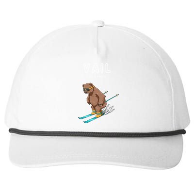 Vail Colorado Funny Ski Grizzly Bear Gift Snapback Five-Panel Rope Hat