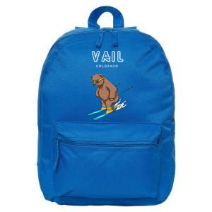 Vail Colorado Funny Ski Grizzly Bear Gift 16 in Basic Backpack