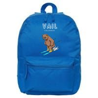 Vail Colorado Funny Ski Grizzly Bear Gift 16 in Basic Backpack