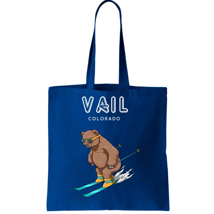 Vail Colorado Funny Ski Grizzly Bear Gift Tote Bag