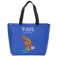 Vail Colorado Funny Ski Grizzly Bear Gift Zip Tote Bag