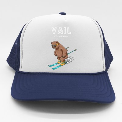 Vail Colorado Funny Ski Grizzly Bear Gift Trucker Hat