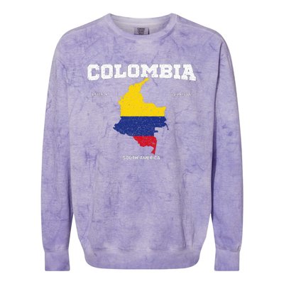 Vintage Colombian Flag Colombia Coordinates Colorblast Crewneck Sweatshirt