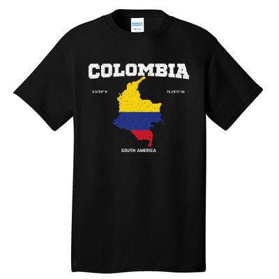 Vintage Colombian Flag Colombia Coordinates Tall T-Shirt