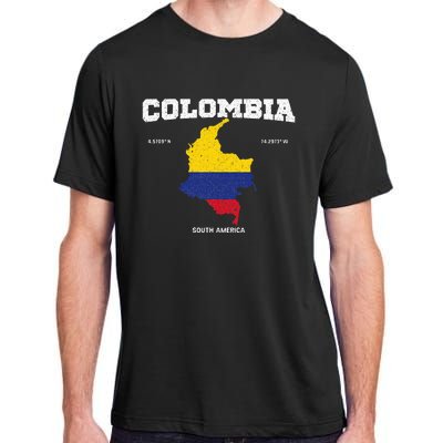 Vintage Colombian Flag Colombia Coordinates Adult ChromaSoft Performance T-Shirt