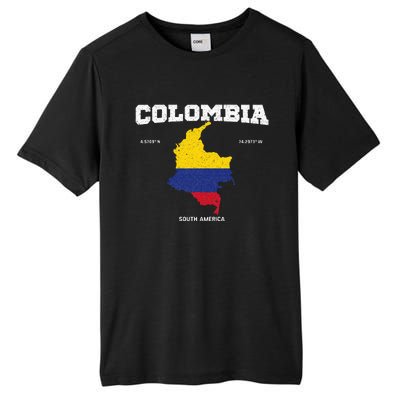 Vintage Colombian Flag Colombia Coordinates Tall Fusion ChromaSoft Performance T-Shirt