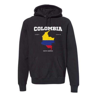 Vintage Colombian Flag Colombia Coordinates Premium Hoodie