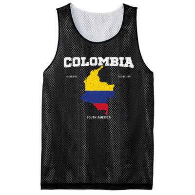 Vintage Colombian Flag Colombia Coordinates Mesh Reversible Basketball Jersey Tank