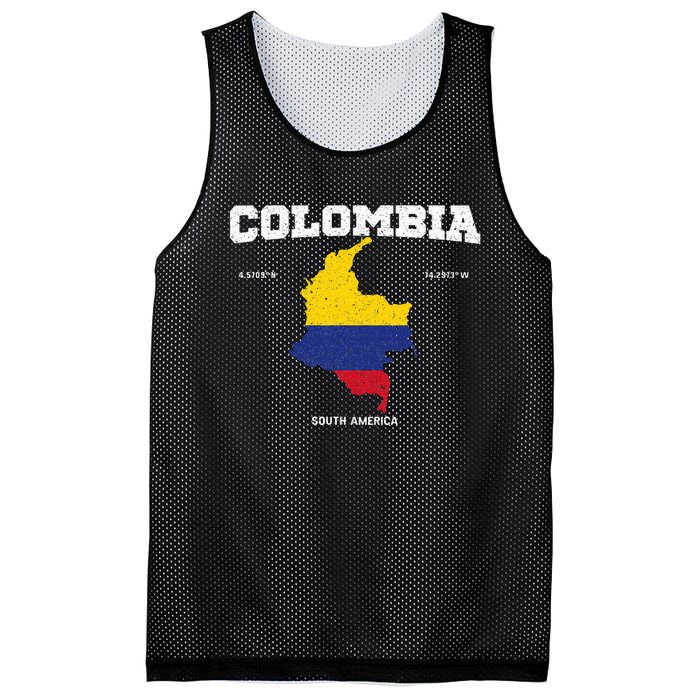 Vintage Colombian Flag Colombia Coordinates Mesh Reversible Basketball Jersey Tank