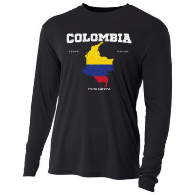 Vintage Colombian Flag Colombia Coordinates Cooling Performance Long Sleeve Crew