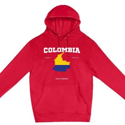 Vintage Colombian Flag Colombia Coordinates Premium Pullover Hoodie