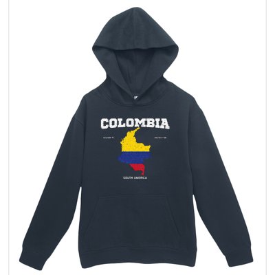 Vintage Colombian Flag Colombia Coordinates Urban Pullover Hoodie