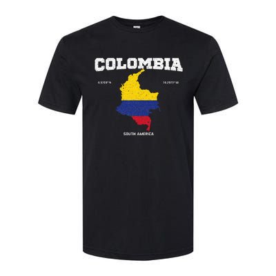 Vintage Colombian Flag Colombia Coordinates Softstyle CVC T-Shirt