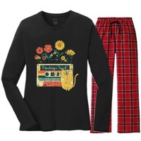 Vintage Ca For Women Retro Soul Flowers Wildflower Women's Long Sleeve Flannel Pajama Set 