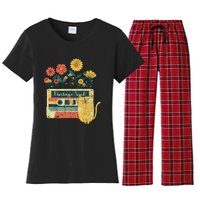 Vintage Ca For Women Retro Soul Flowers Wildflower Women's Flannel Pajama Set