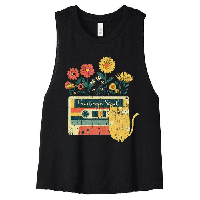 Vintage Ca For Women Retro Soul Flowers Wildflower Women's Racerback Cropped Tank