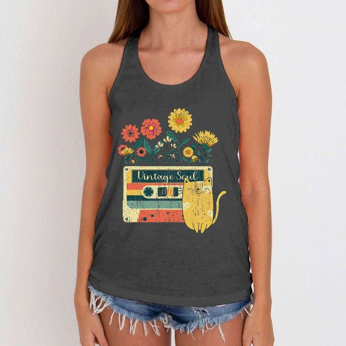 Vintage Ca For Women Retro Soul Flowers Wildflower Women's Knotted Racerback Tank