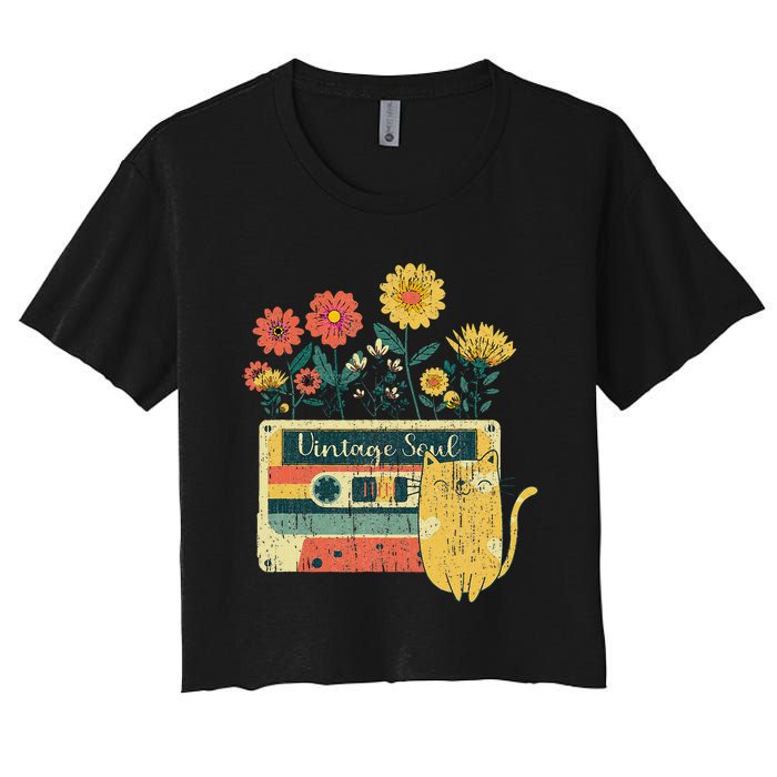 Vintage Ca For Women Retro Soul Flowers Wildflower Women's Crop Top Tee