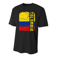 Vintage Colombian Flag Colombia Pride Roots Heritage Youth Performance Sprint T-Shirt