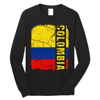 Vintage Colombian Flag Colombia Pride Roots Heritage Long Sleeve Shirt