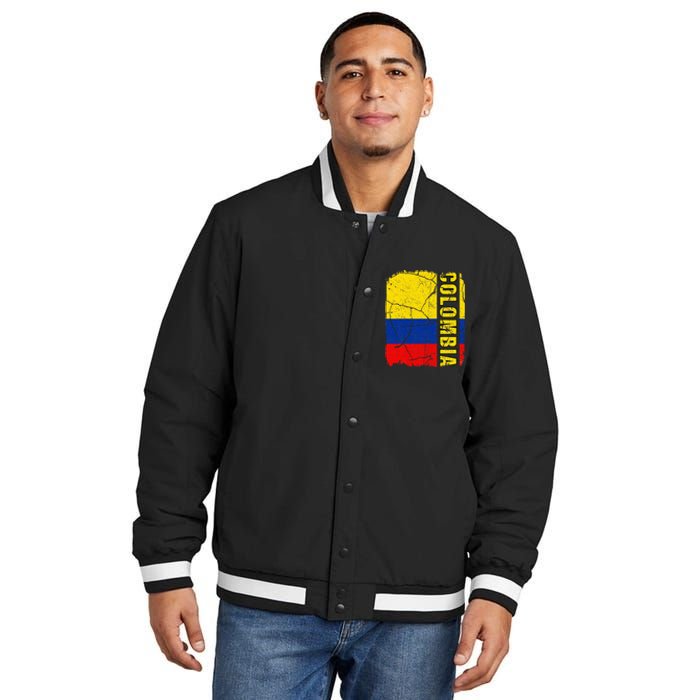 Vintage Colombian Flag Colombia Pride Roots Heritage Insulated Varsity Jacket