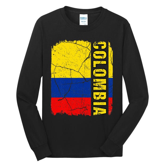 Vintage Colombian Flag Colombia Pride Roots Heritage Tall Long Sleeve T-Shirt