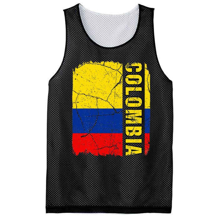 Vintage Colombian Flag Colombia Pride Roots Heritage Mesh Reversible Basketball Jersey Tank