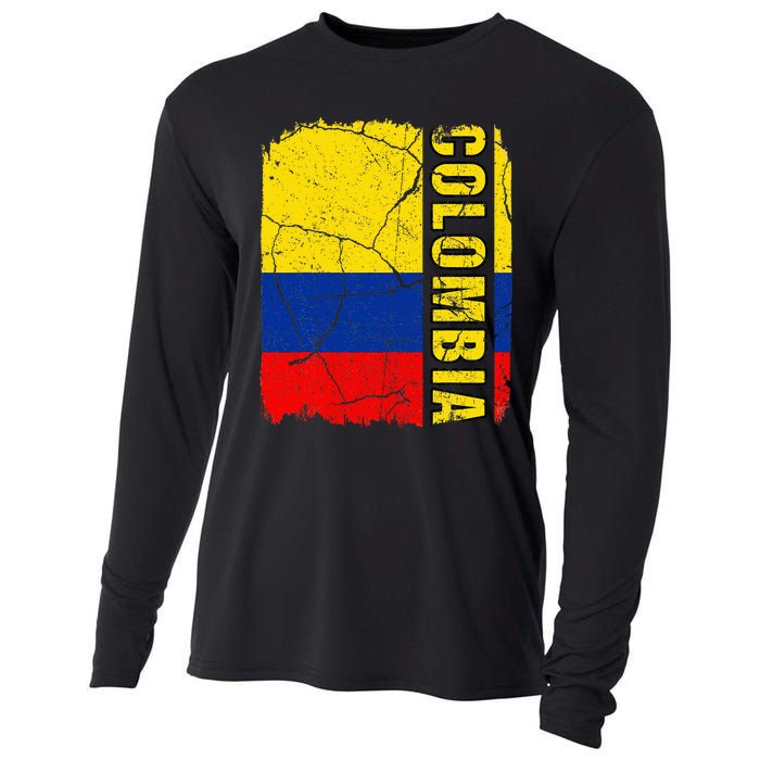 Vintage Colombian Flag Colombia Pride Roots Heritage Cooling Performance Long Sleeve Crew