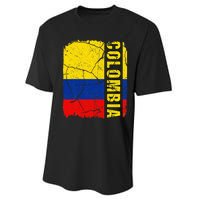 Vintage Colombian Flag Colombia Pride Roots Heritage Performance Sprint T-Shirt