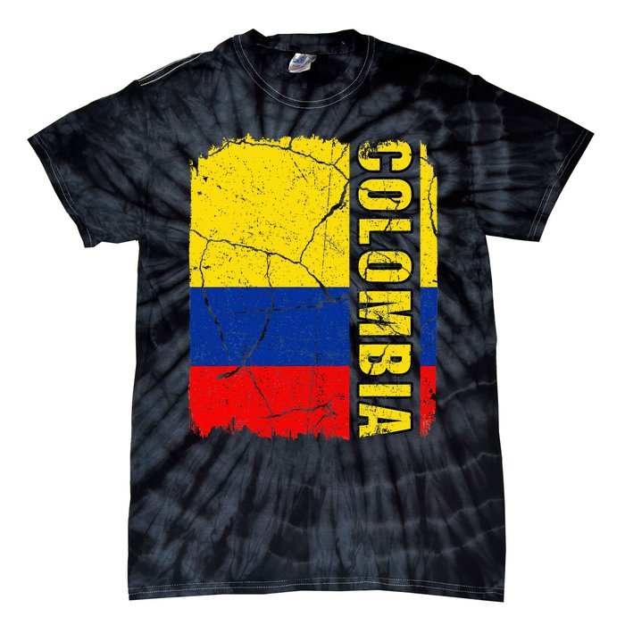 Vintage Colombian Flag Colombia Pride Roots Heritage Tie-Dye T-Shirt