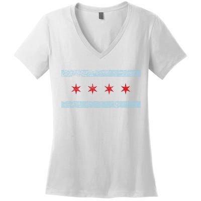 Vintage Chicago Flag Women's V-Neck T-Shirt