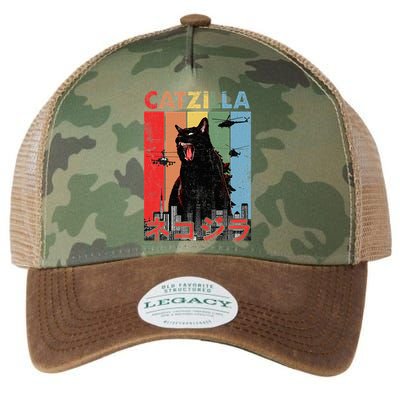 Vintage Catzilla Funny Kitten And Cat Lover Legacy Tie Dye Trucker Hat