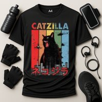 Vintage Catzilla Funny Kitten And Cat Lover Performance Shirt