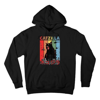 Vintage Catzilla Funny Kitten And Cat Lover Hoodie